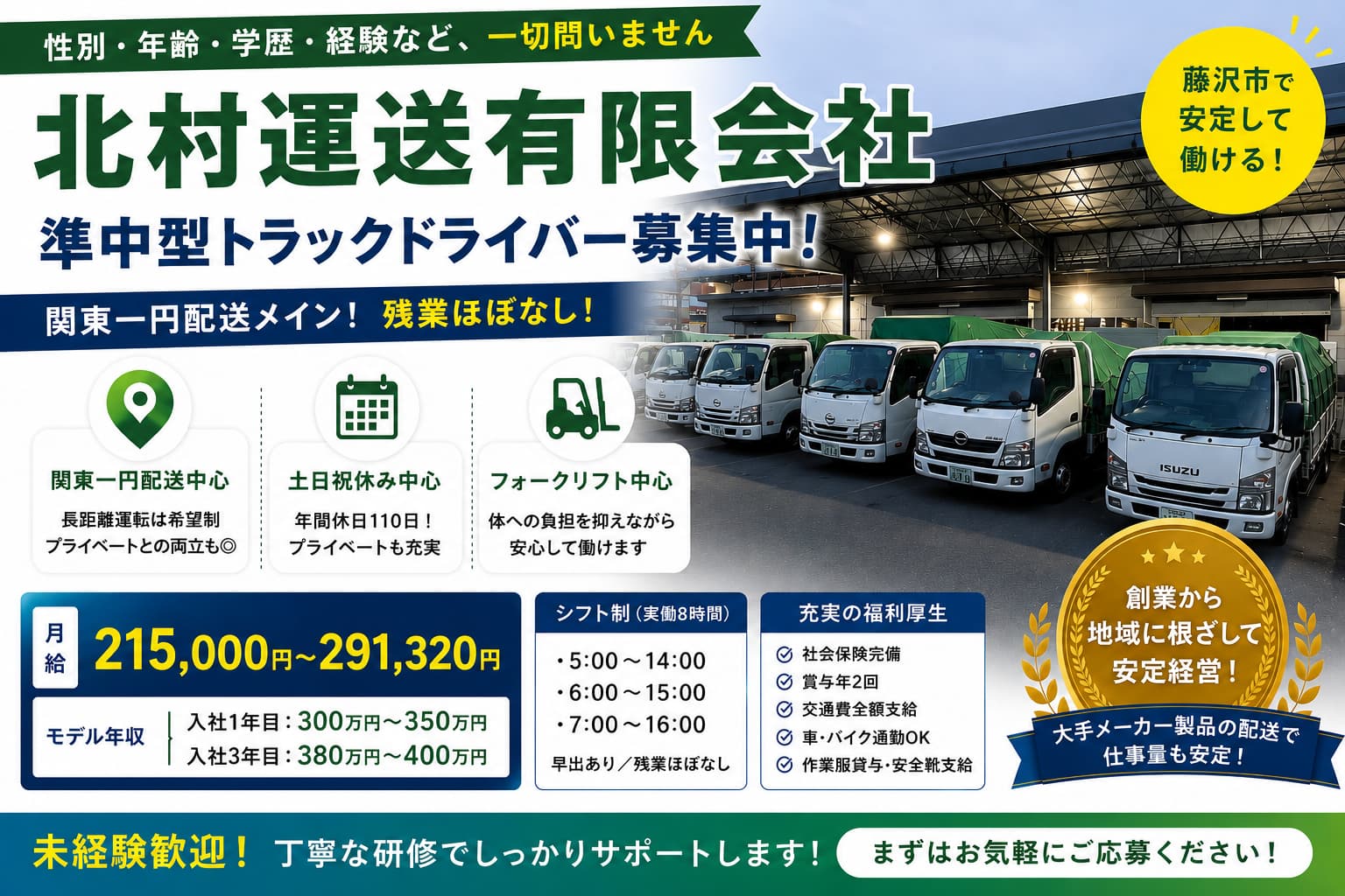 北村運送有限会社の正社員 送迎・運送 御所見地区求人イメージ